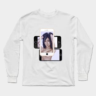 Illustration Logo – Phone Imaged Girl Long Sleeve T-Shirt